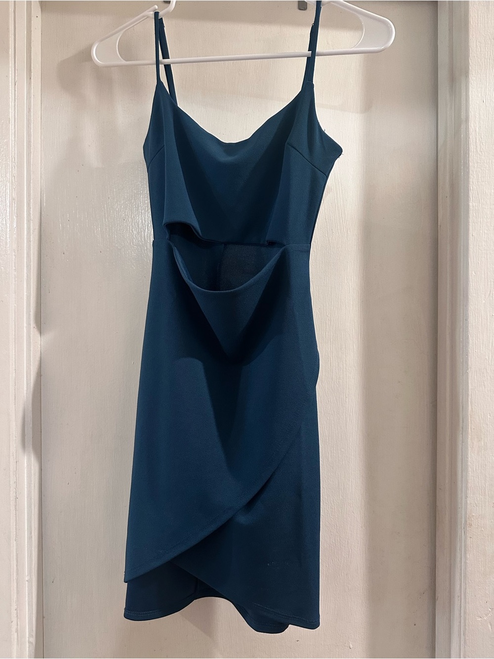 Lulu's Teal Cowl Neck Mini Slip Dress